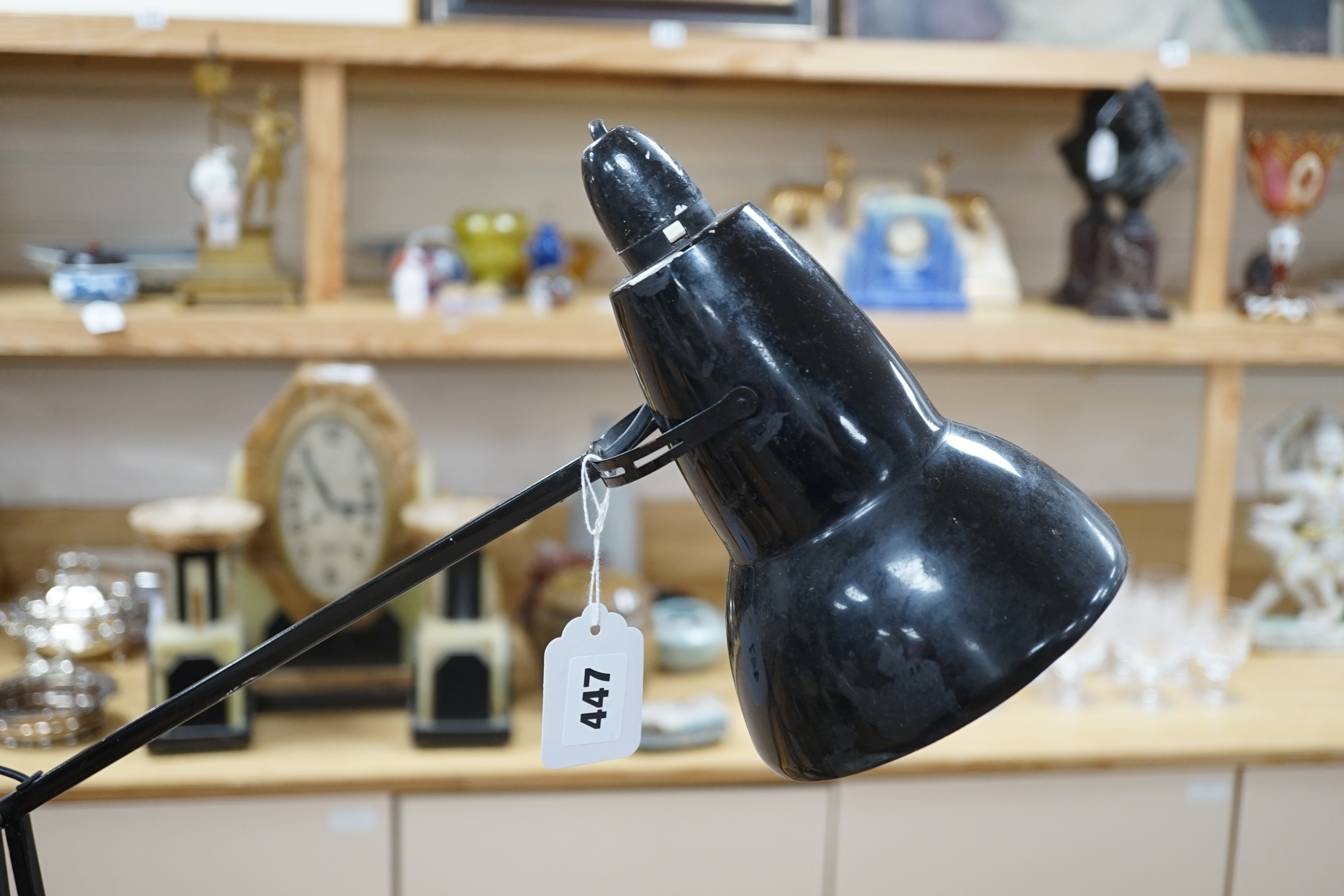 An black enamel anglepoise lamp, full height 93cm